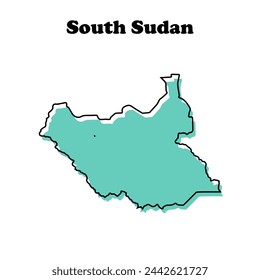 Stylized simple red outline map of South Sudan