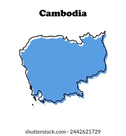 Stylized simple red outline map of Cambodia