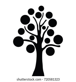 Stylized simple tree vector silhouette on white background.