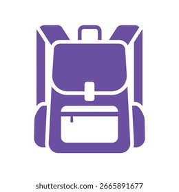 Um ícone vetorial simples e estilizado de uma mochila, adequado para uma variedade de projetos educacionais, de viagem ou de design com tema externo.