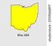 Stylized simple yellow outline map of Ohio, united states of america on white background