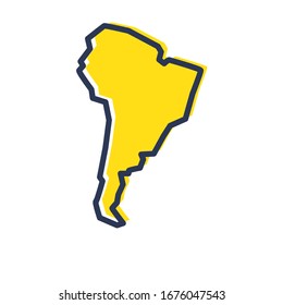 Stylized simple yellow outline map of South America