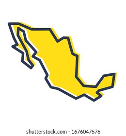 Stylized simple yellow outline map of Mexico