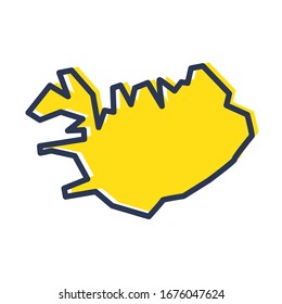 Stylized simple yellow outline map of Iceland