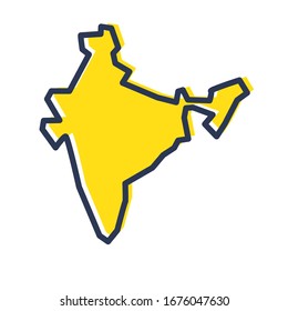 Stylized simple yellow outline map of India