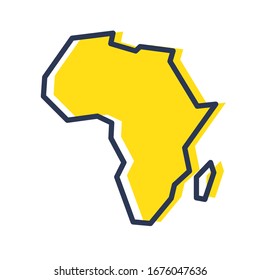 Stylized Simple Yellow Outline Map Of Africa