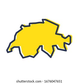 Stylized simple yellow outline map of Switzerland