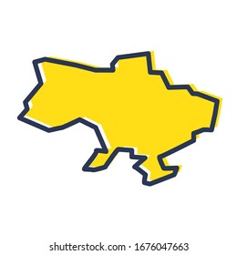 Stylized simple yellow outline map of Ukraine