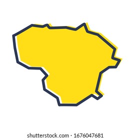 Stylized simple yellow outline map of Lithuania