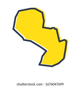 Stylized simple yellow outline map of Paraguay