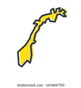 Stylized simple yellow outline map of Norway