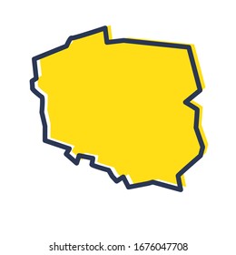 Stylized Simple Yellow Outline Map Of Poland