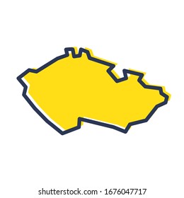 Mapa pintoresco amarillo estilizado de la República Checa