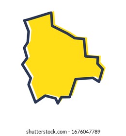 Stylized simple yellow outline map of Bolivia