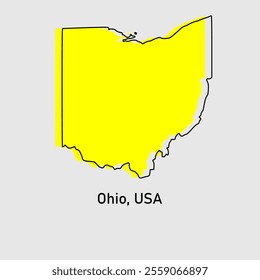 Stylized simple yellow outline map of Ohio, united states of america on white background