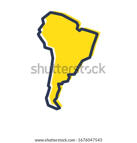 Stylized simple yellow outline map of South America