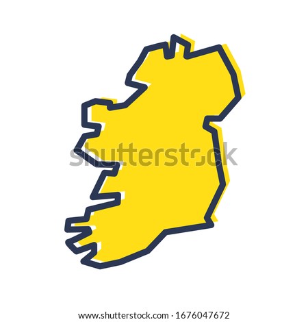 Stylized simple yellow outline map of Ireland