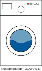 Stylized simplified cartoon washing machine in flat style
