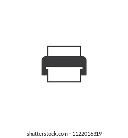 Stylized simplified icon of the printer. Black and white design, an object for the printing icon.
