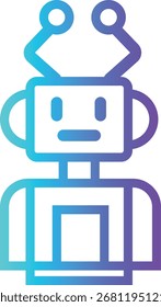 Icono estilizado y simplificado de la cabeza y el torso de un robot con vibrantes colores degradados que representan la IA y la tecnología.
