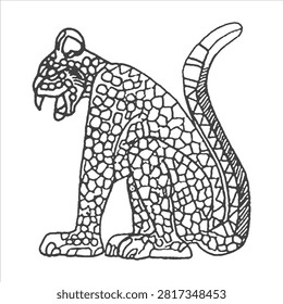 Stylized sitting jaguar mayan glyph with illustration predator mythology precolumbian heritage