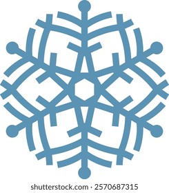 Stylized six pointed snowflake capturing the essence of winter and Christmas, embodying cold, ice, and snow, ideal for enhancing seasonal projects and festive designs