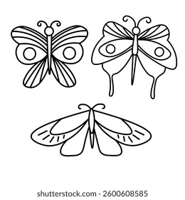 A stylized sketch of butterflies. Minimalist and elegant outline design, perfect for nature and spring themes.