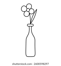 A stylized sketch of flowers in a vase. Minimalist and elegant outline design for versatile use.