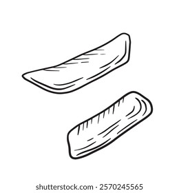 A stylized sketch of two fresh fish fillets for use in various culinary dishes and recipes