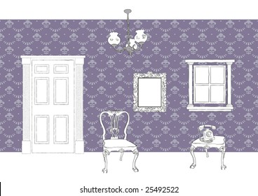 stylized sketch of a Victorian ball and claw chair