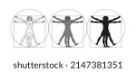 Stylized sketch of the Vitruvian man or Leonardo