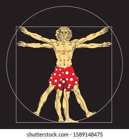 Stylized sketch of the Vitruvian man or Leonardo's man. Homo vitruviano vector illustration based on Leonardo da Vinci artwork 