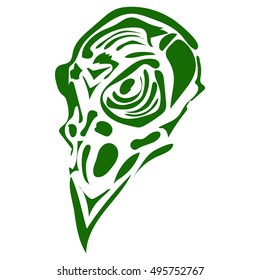 stylized skull of a bird. the drawing hands. made in one color which allows the use of laser cutting