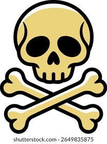 Stylized skull and crossbones symbol with bold outlines silhouette