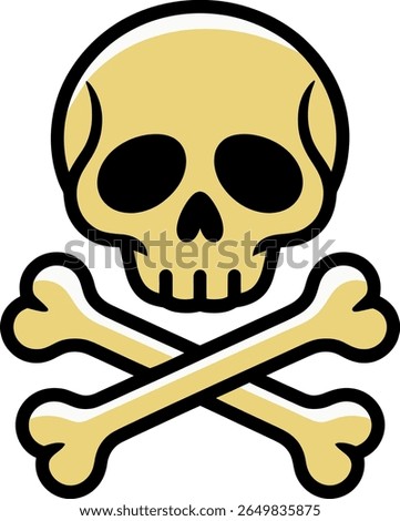 Stylized skull and crossbones symbol with bold outlines silhouette