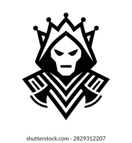 Stylized skull with crown and chevron pattern emblem