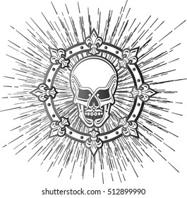 stylized skull in a decorative circle