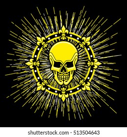 stylized skull in a decorative circle