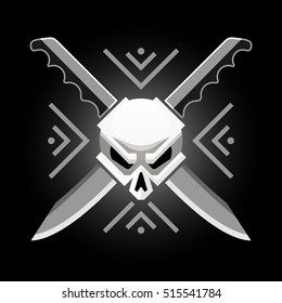 stylized skull with two knives