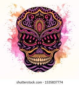 Stylized skull zentangle background vector