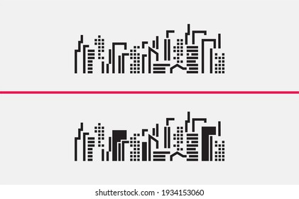 Stylized skyline. Cityscape template. Cityscape line vector.