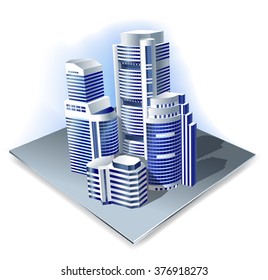 Stylized skyscrapers on a white background. Vector illustration.