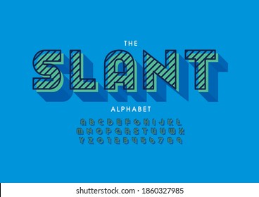 Stylized slant alphabet font vector