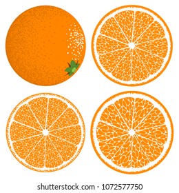 Stylized Slice of Orange. Vector Citrus Fruit Icons. Delicious Juicy Fruit for Design, Template, Illustration, Advertizing, Card, Banner. The Flesh of Orange in Hipster Style.