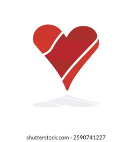 Stylized sliced heart icon representing love, passion, division, separation, or emotional struggles. Perfect for concepts of relationships, healing, and modern graphic designs.