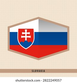 Stylized Slovakia national flag inside a geometric hexagon frame.