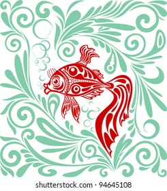 The stylized small fish in an ornament