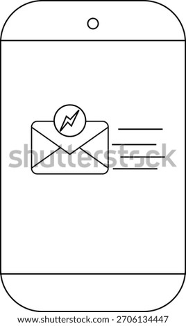 A stylized smartphone shows an email with a lightning bolt icon on it