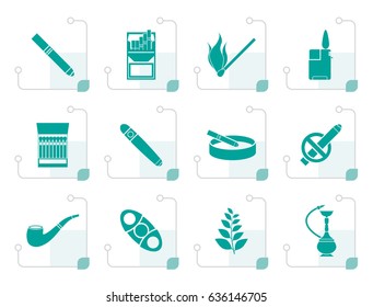 Stylized Smoking and cigarette icons - vector icon set
