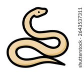 Stylized snake coils on white minimalistic backdrop design element
